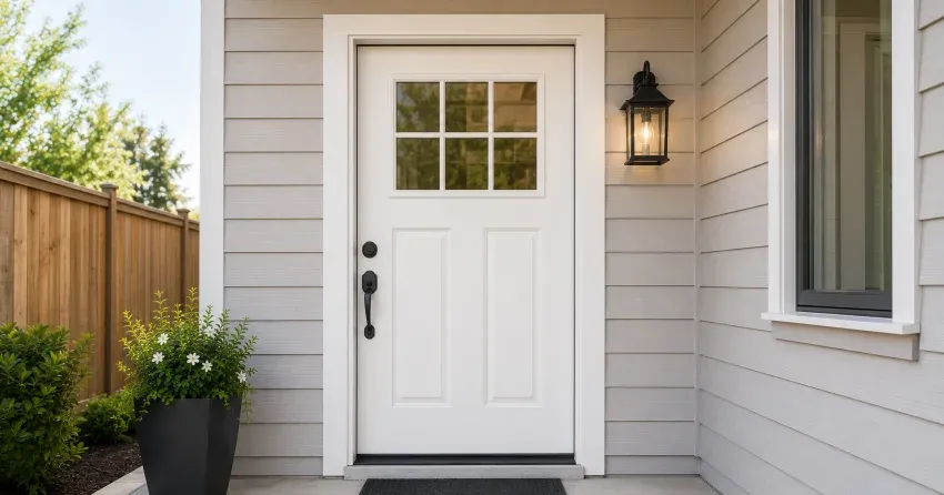 technician installing exterior door frame in Rolling Meadows, Thorold