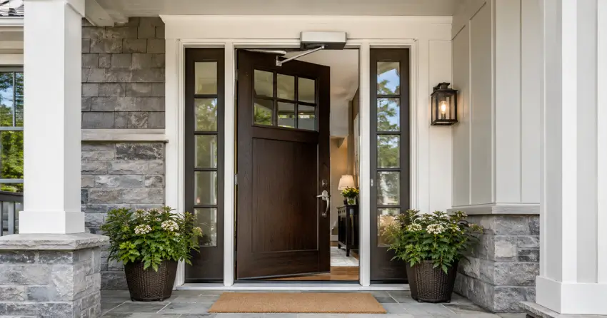 residential automatic door opener installed on exterior entry door in Rolling Meadows, Thorold