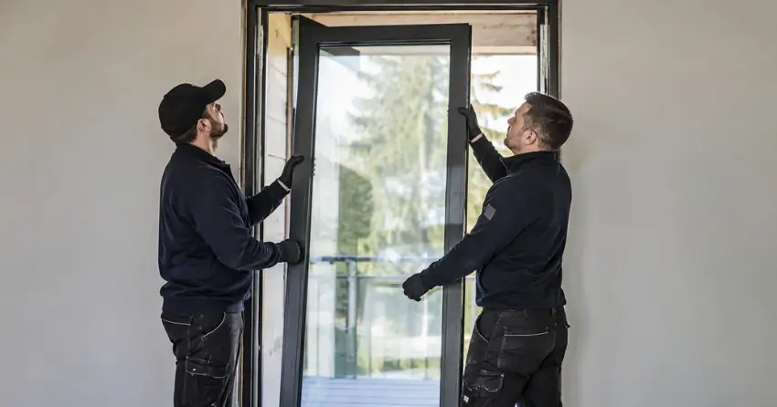 new glass panel being fitted into door frame in Beaverdams, Thorold
