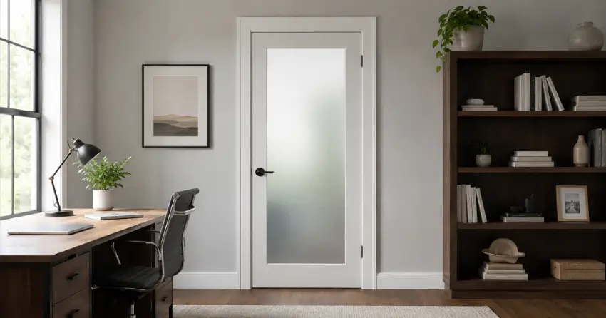 frosted interior door installed in home office in St. Johns, Thorold