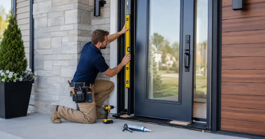 glass outside door installation with energy-efficient double-pane glazing in Rolling Meadows, Thorold