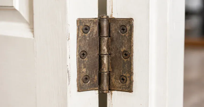 technician adjusting a sagging door hinge in Rolling Meadows, Thorold